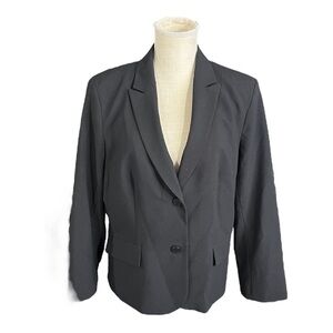 Calvin Klein Women Black 2 Monogrammed Button Suit Jacket Blazer Sz 16 Career